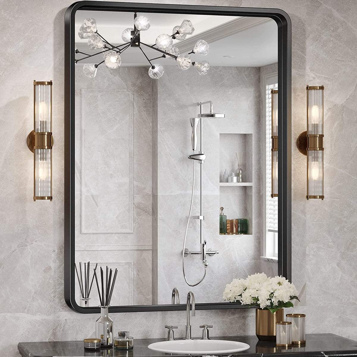 Modern Wall Mounted Framed Bathroom Mirror