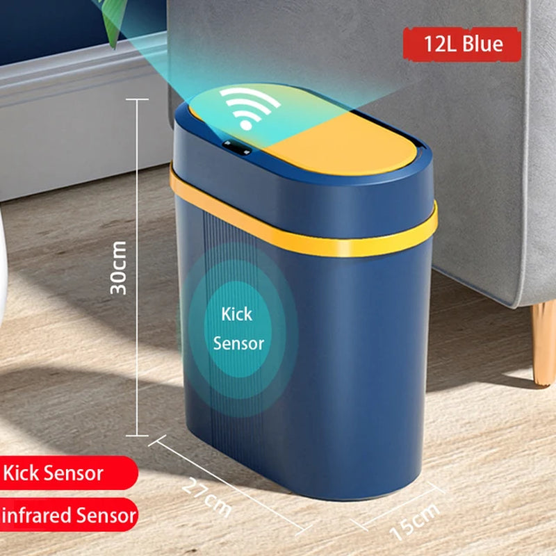 Touchless Motion Sensor Bathroom Trash Can with Lid