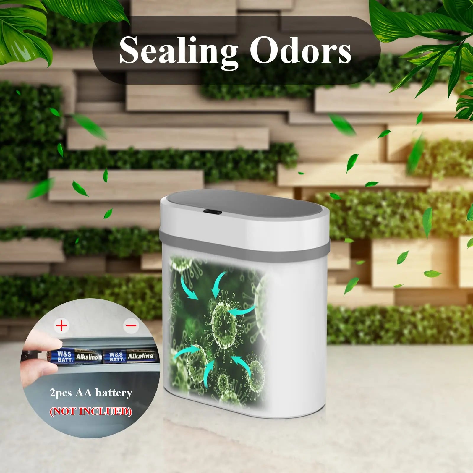 Touchless Motion Sensor Bathroom Trash Can with Lid