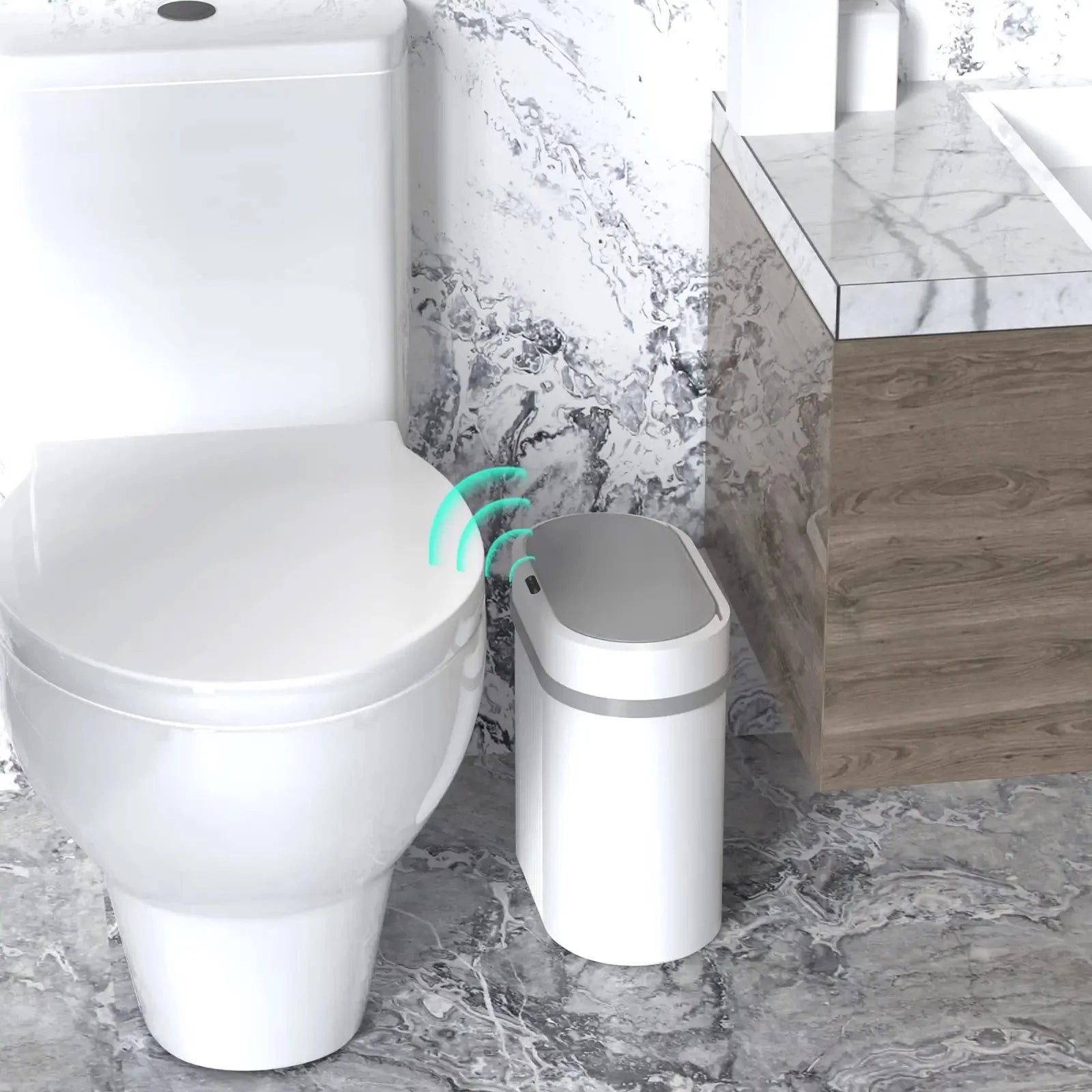 Touchless Motion Sensor Bathroom Trash Can with Lid