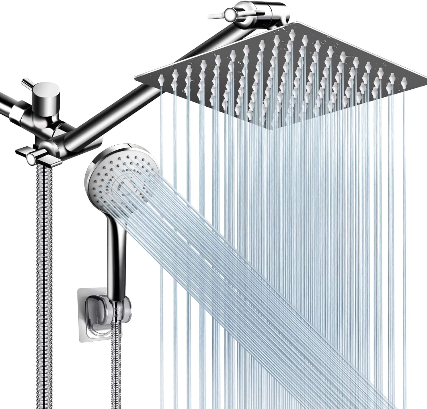 10 Inch High Pressure Rain Shower Head with 11 Inch Adjustable Extension Arm