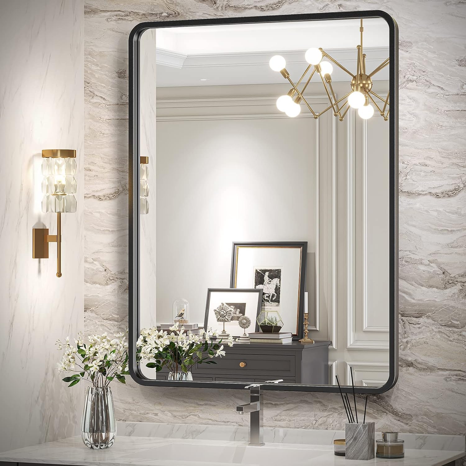 Modern Wall Mounted Framed Bathroom Mirror