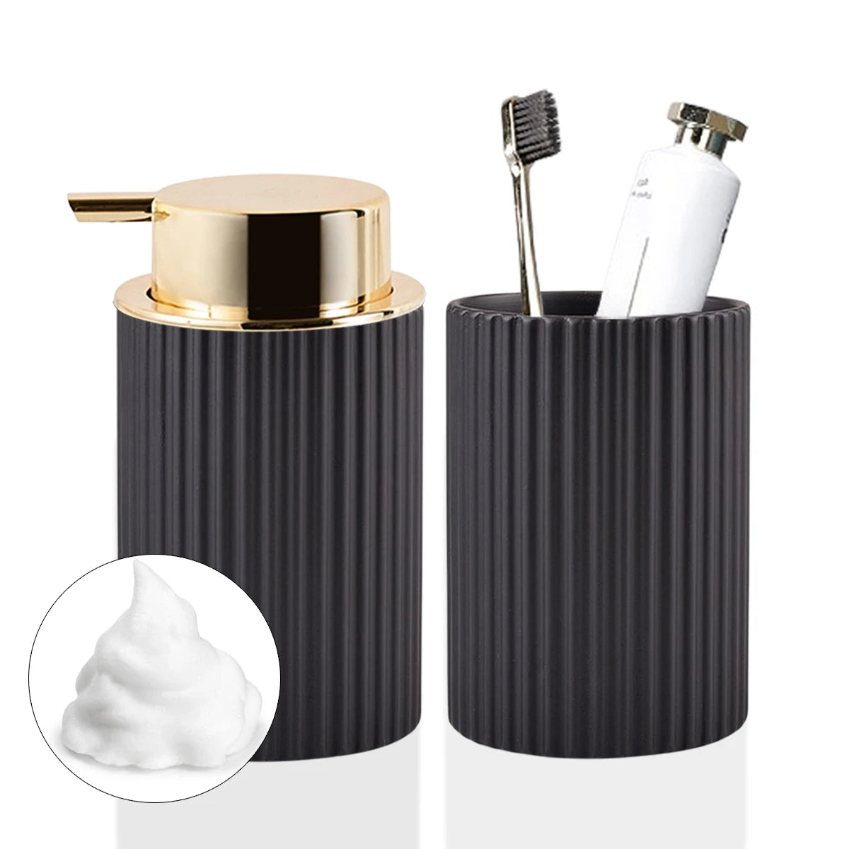 Bathroom Foaming Soap Dispenser with Toothbrush Holder