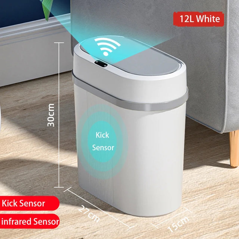 Touchless Motion Sensor Bathroom Trash Can with Lid