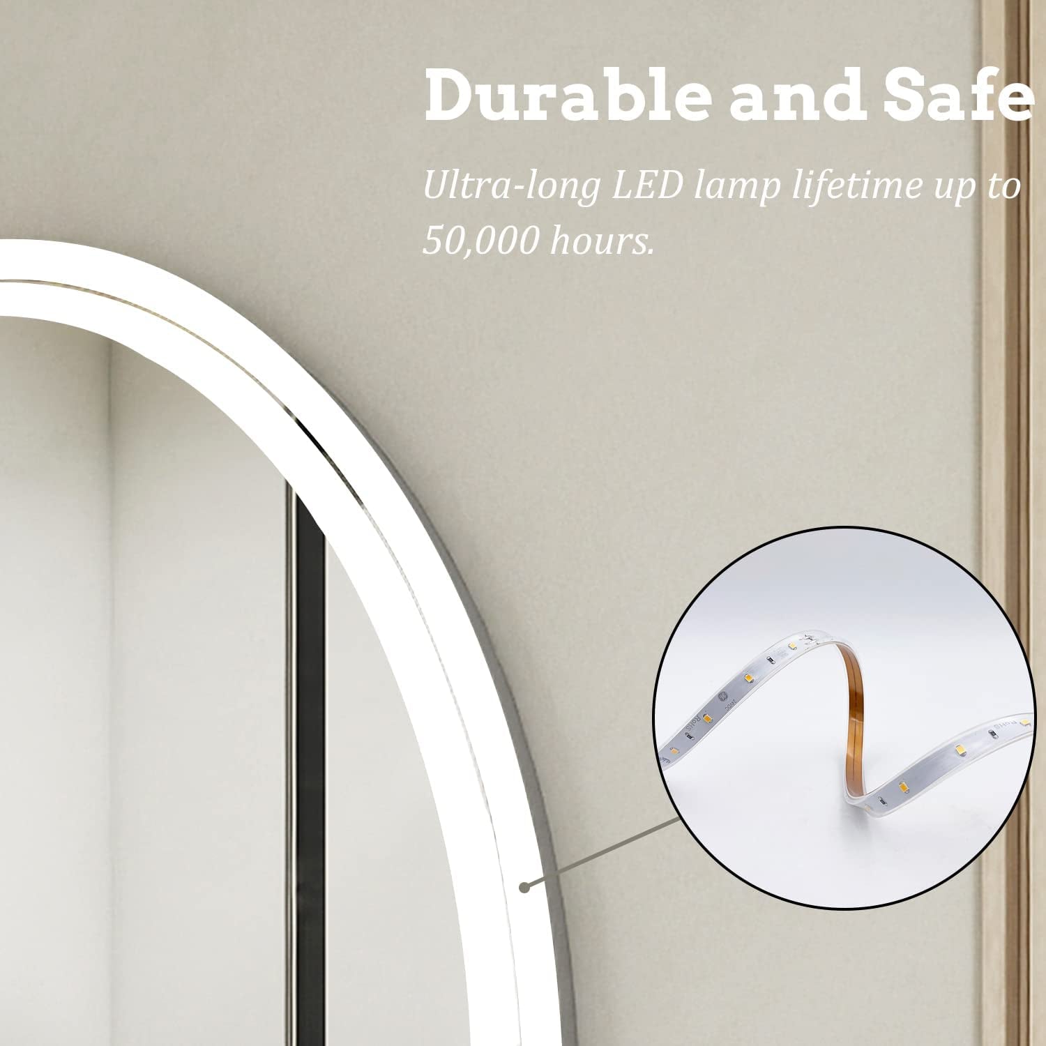  Oval LED Anti-Fog Bathroom Mirror with Dimmable 3 Colors Light