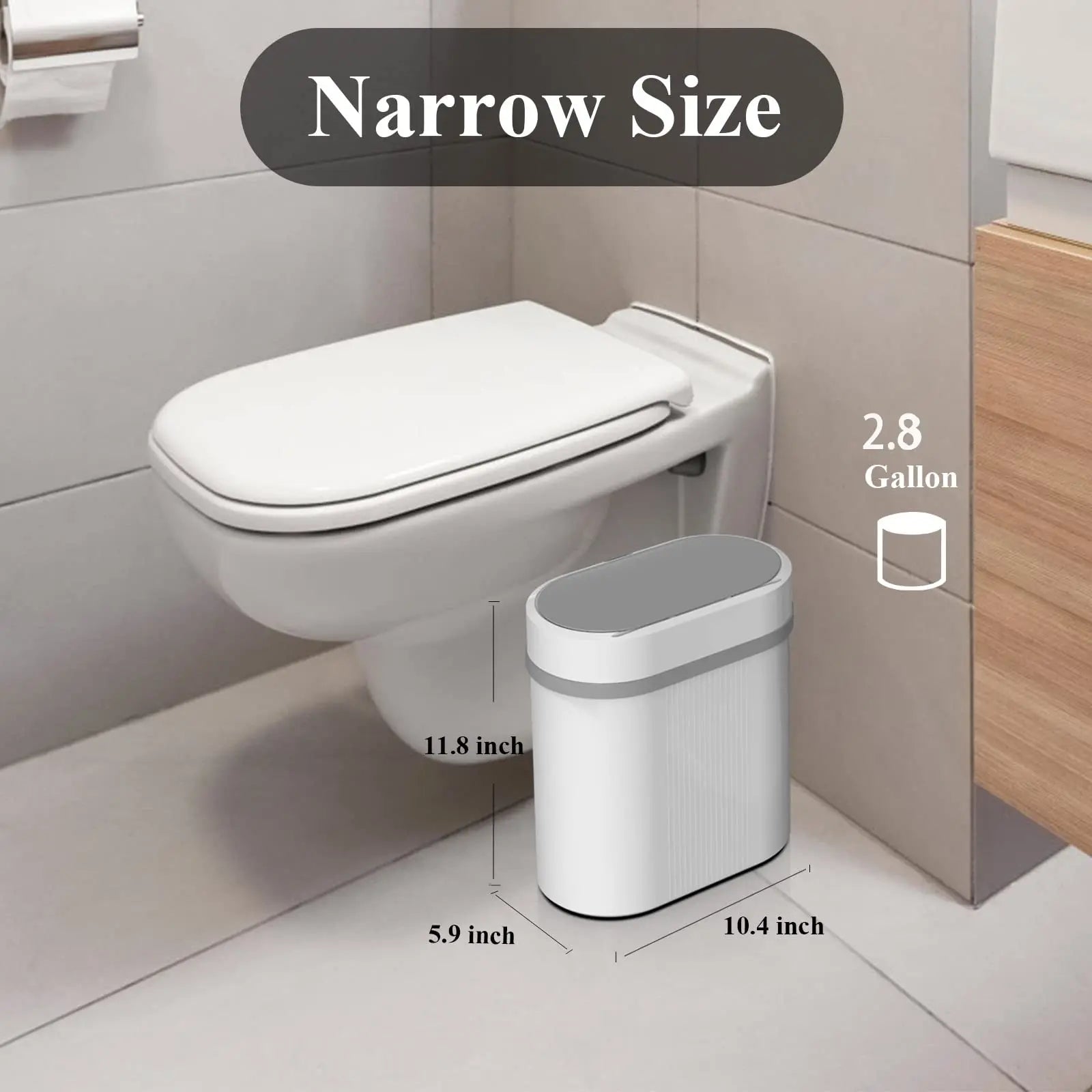 Touchless Motion Sensor Bathroom Trash Can with Lid