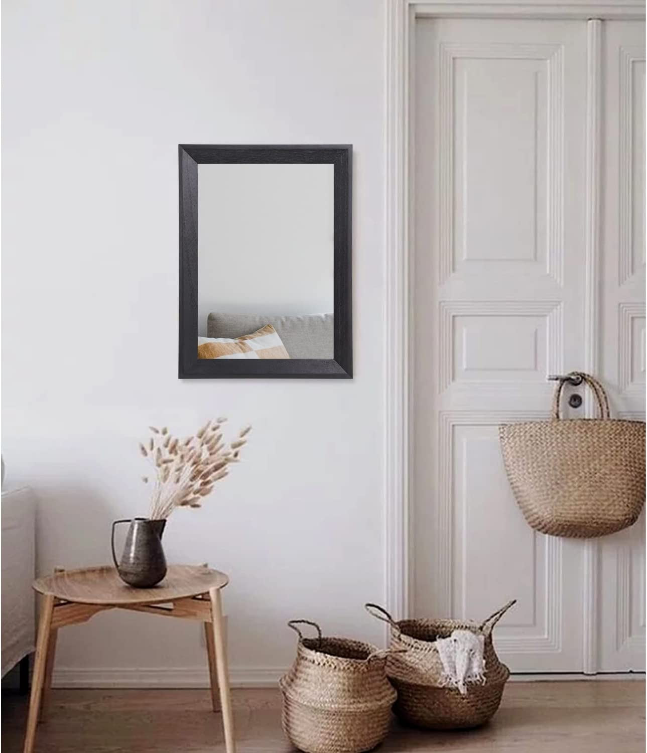 Rustic Black Wood Wall Mirror