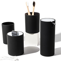 Modern Matte Black Bathroom Set - 4 Piece Complete Set for Stylish Bathroom Decor