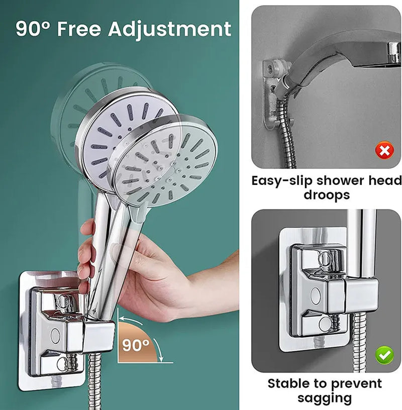 Shower Head Holder Adjustable Wall Mounted Shower Holder Self-Adhesive Shower Head Handheld Bracket Bathroom Accessories