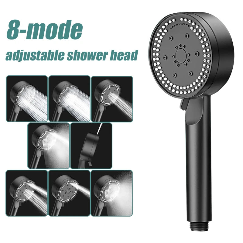  High-Pressure Handheld Shower Head with 8 Adjustable Modes