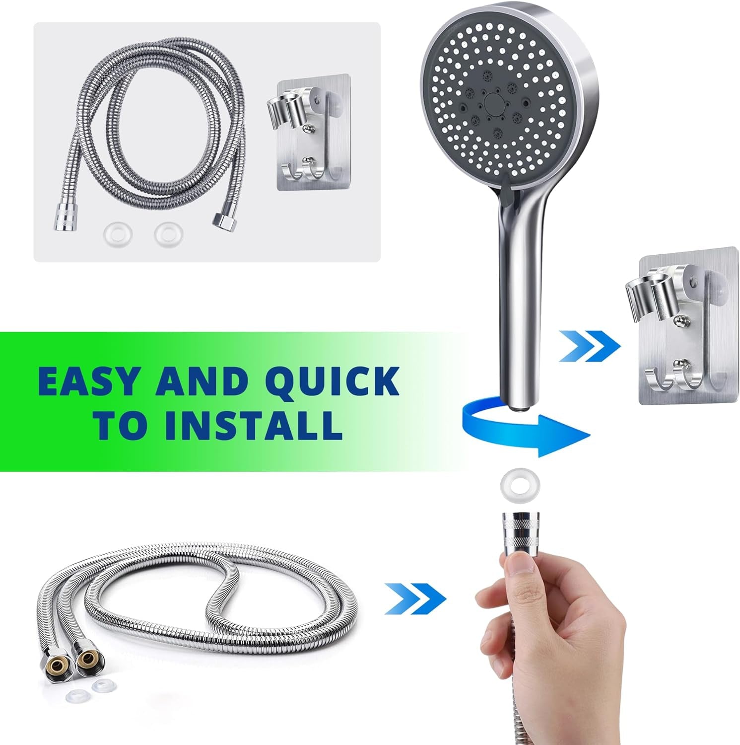 Portable Handheld Shower Head with Hose