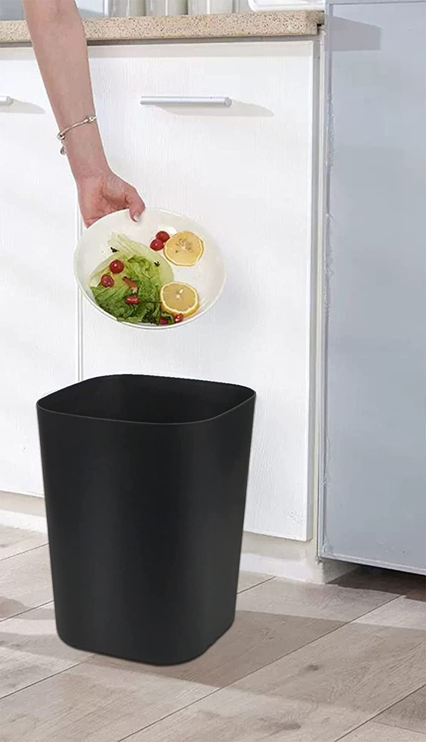 2 Gallon Small Trash Can Garbage Can Wastebasket for Bathroom Bedroom Kitchen Office (Black, 2 Pack)