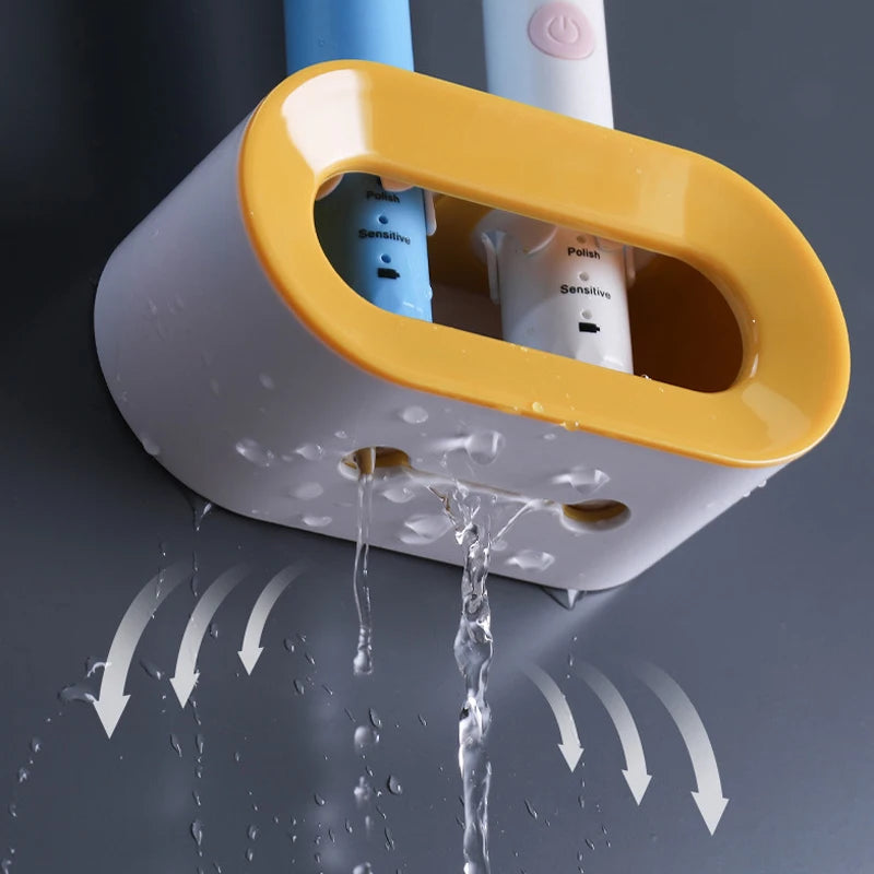 Electric Toothbrush Holder Double Hole Self-Adhesive Stand Rack Wall-Mounted Holder Storage Space Saving Bathroom Accessories