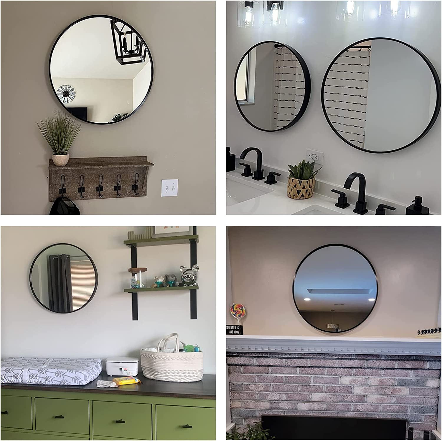 Black Circle Mirror, 20 Inch round Mirror, Wall Mirror Circular, Black Bathroom Mirror, round Wall Mirrors for Living Room, Bedroom, Bathroom, Washroom, Rustic, Vanity.