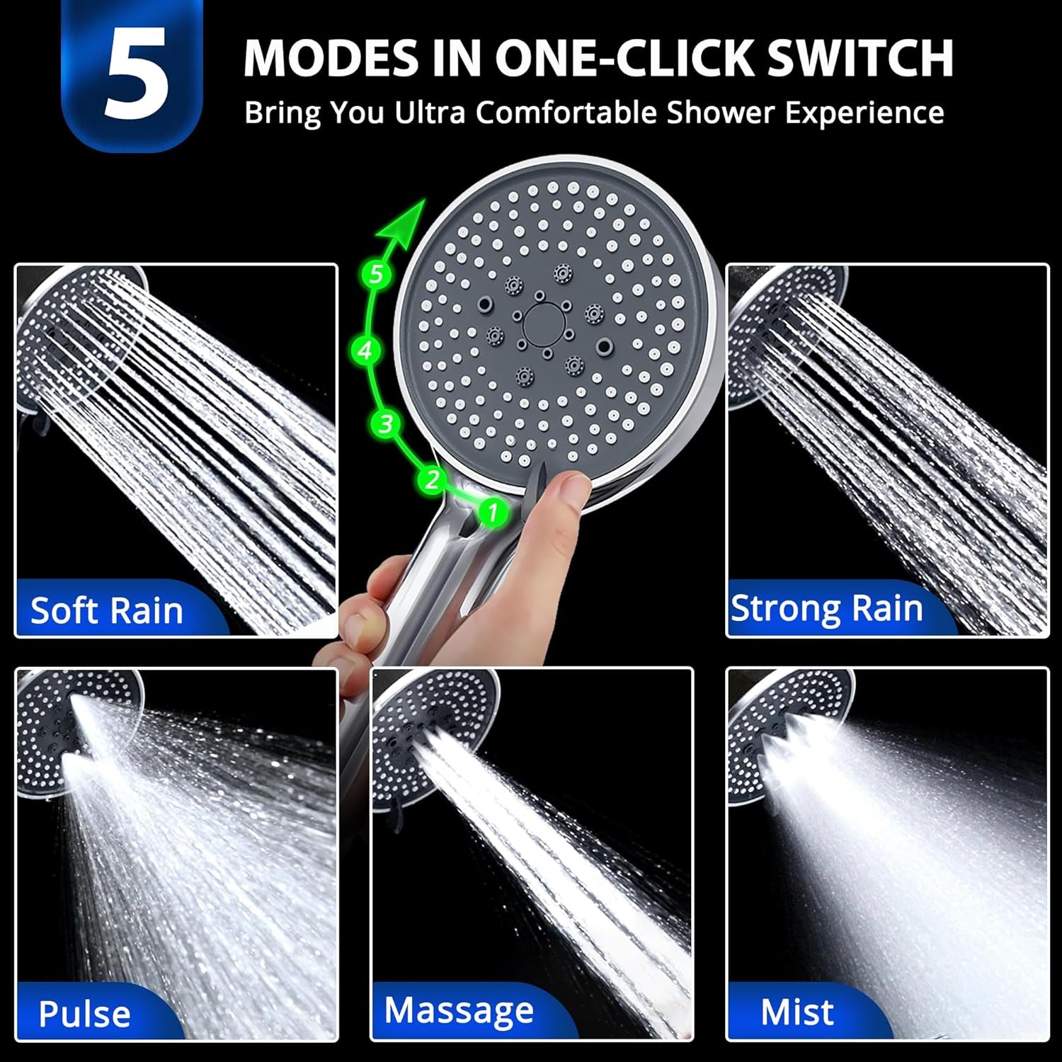 Portable Handheld Shower Head with Hose