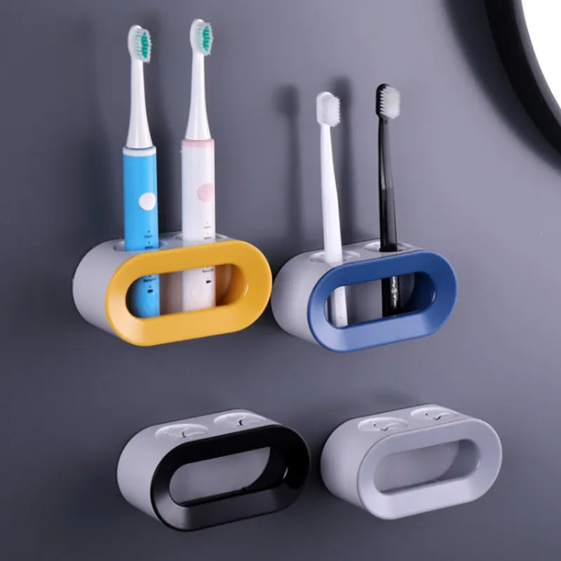 Electric Toothbrush Holder Double Hole Self-Adhesive Stand Rack Wall-Mounted Holder Storage Space Saving Bathroom Accessories