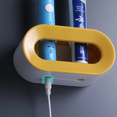 Electric Toothbrush Holder Double Hole Self-Adhesive Stand Rack Wall-Mounted Holder Storage Space Saving Bathroom Accessories