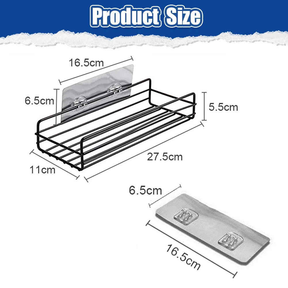 Bathroom Shelf Shampoo Storage Rack Bath Hanging Basket Iron Cosmetic Holder Punch-Free Kitchen Seasoning Organizer Accessories