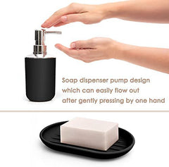 Luxurious 6-Piece Black Bathroom Set: Soap Dispenser, Toothbrush Holder, Cup, Dish, Complete Decor