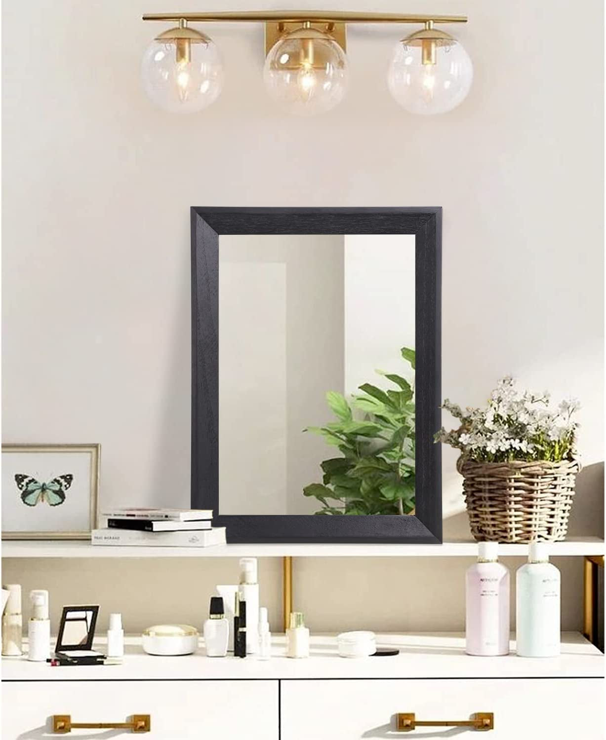 Rustic Black Wood Wall Mirror