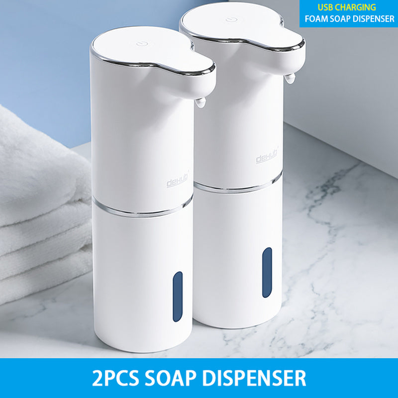 Automatic Foam Soap Dispensers Bathroom Smart Washing Hand Machine with USB Charging White High Quality ABS Material