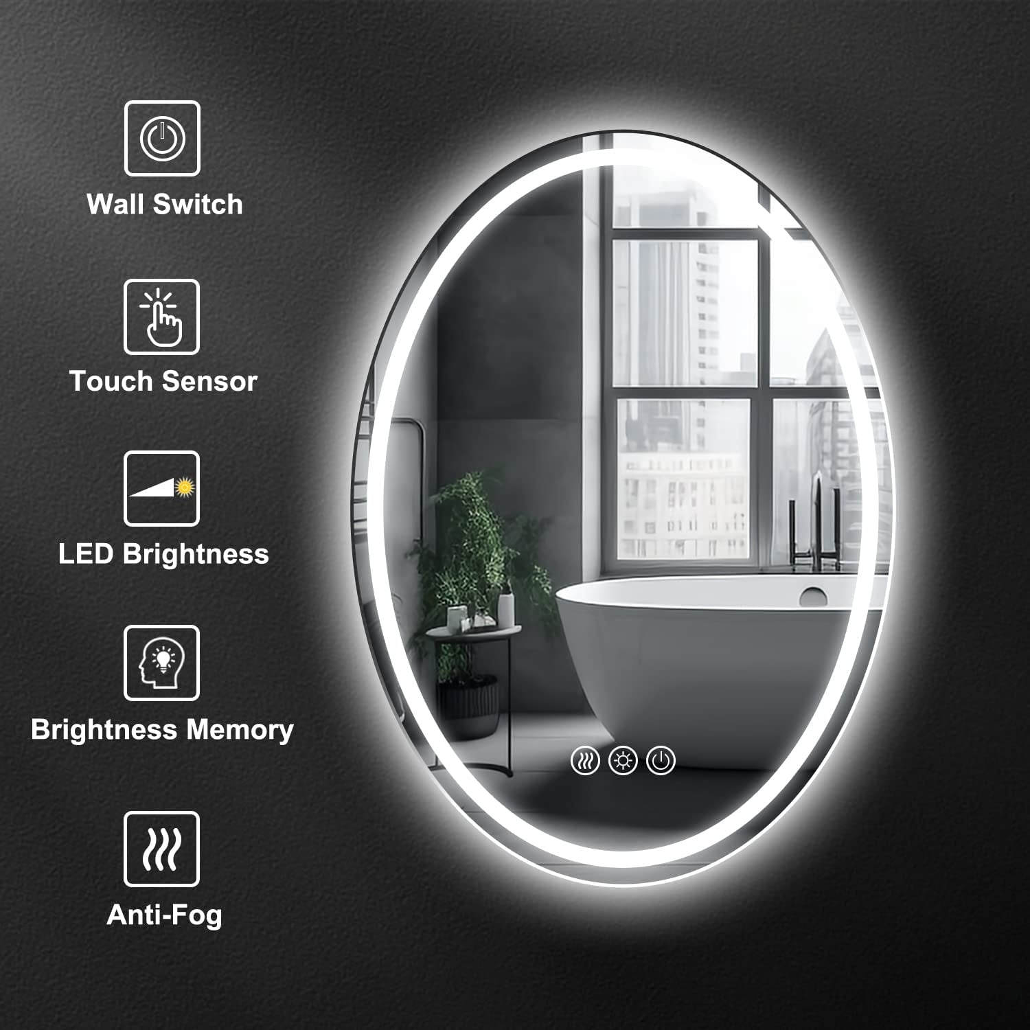 Luxurious Oval LED Bathroom Mirror