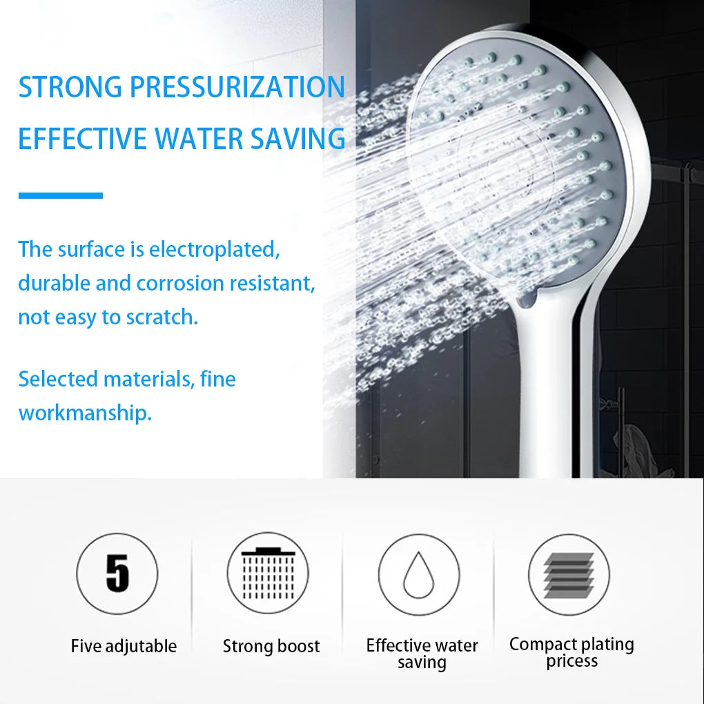 "Spa-Inspired Handheld Shower Head with 5 Adjustable Modes for a Luxurious Bath Experience"