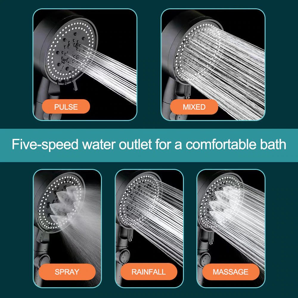 "Ultimate High Pressure Shower Head with 5 Modes and Water Saving Feature - Upgrade Your Shower Experience Today!"