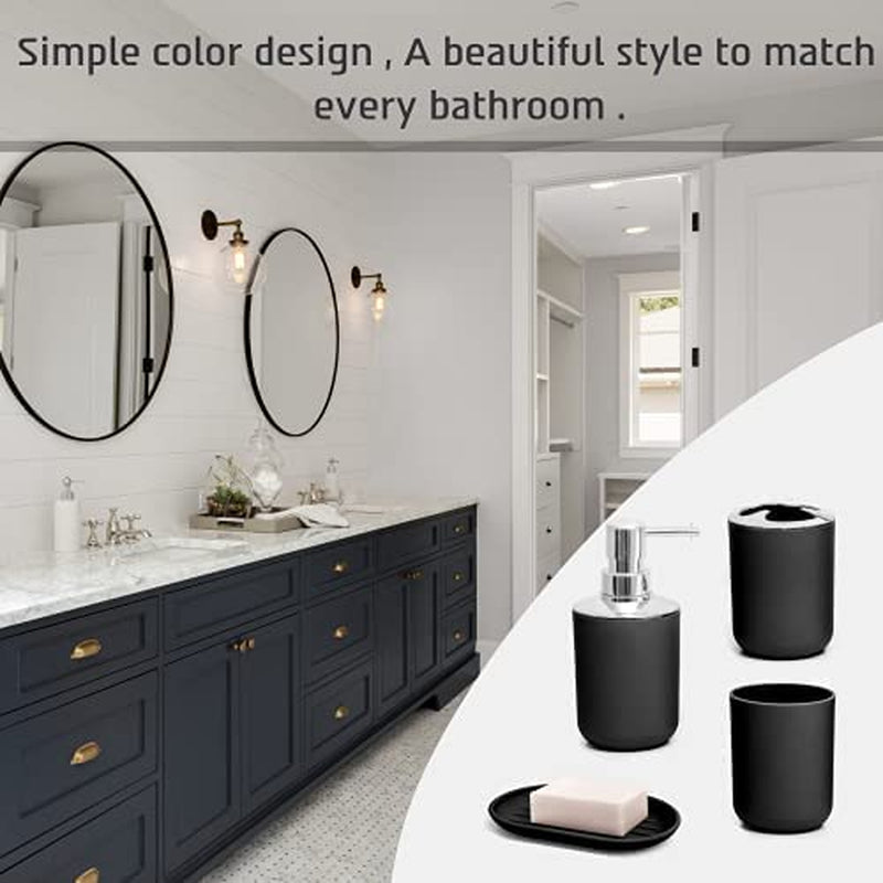 Luxurious 6-Piece Black Bathroom Set: Soap Dispenser, Toothbrush Holder, Cup, Dish, Complete Decor