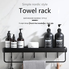 Bathroom Shelf No Drill Organizer Shower Storage Rack Black Corner Shelves Wall Mounted Aluminum Toilet Shampoo Holder