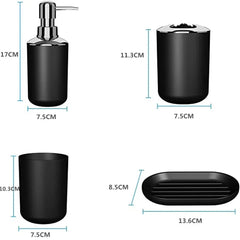 "Complete Black Bathroom Essentials Set - 6PCS for Stylish Organization and Storage"