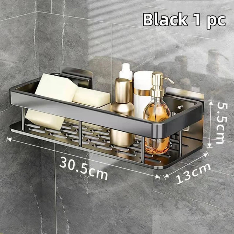 Bathroom Shelves Bathroom Accessories Organizers Wall-Mounted Storage Brackets Metal Shelves without Punching Holes Shelves