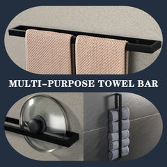 Bathroom Towel Holder 20/30/40/50Cm Towel Bar Black Towel Rail Wall-Mounted 304Stainless Steel Self-Adhesive Towel Ring Hardware