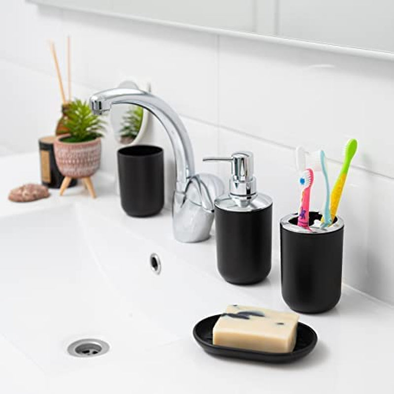 Luxurious 6-Piece Black Bathroom Set: Soap Dispenser, Toothbrush Holder, Cup, Dish, Complete Decor