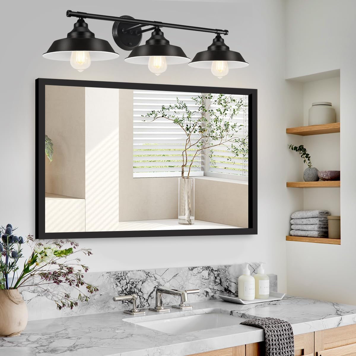 Bathroom Vanity Light Fixtures over Mirror and Black Lights