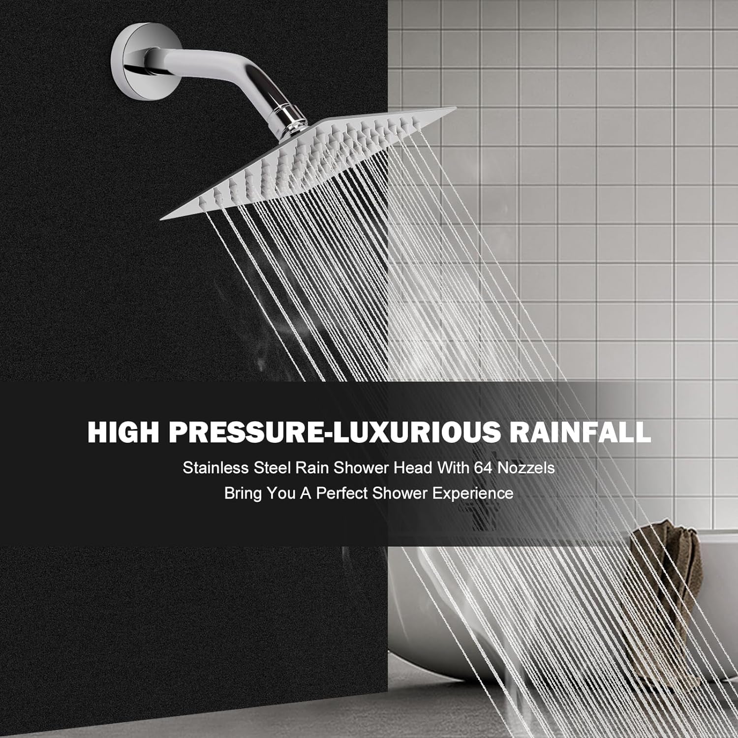 Luxurious High Flow Square Rainfall Showerhead