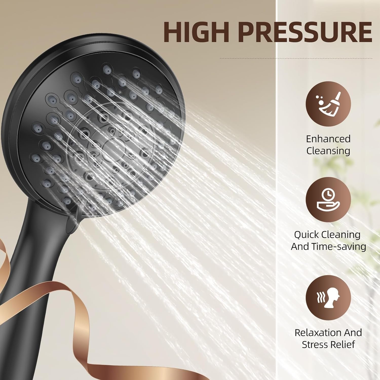 6 Functions Detachable Bathroom Shower Head Set