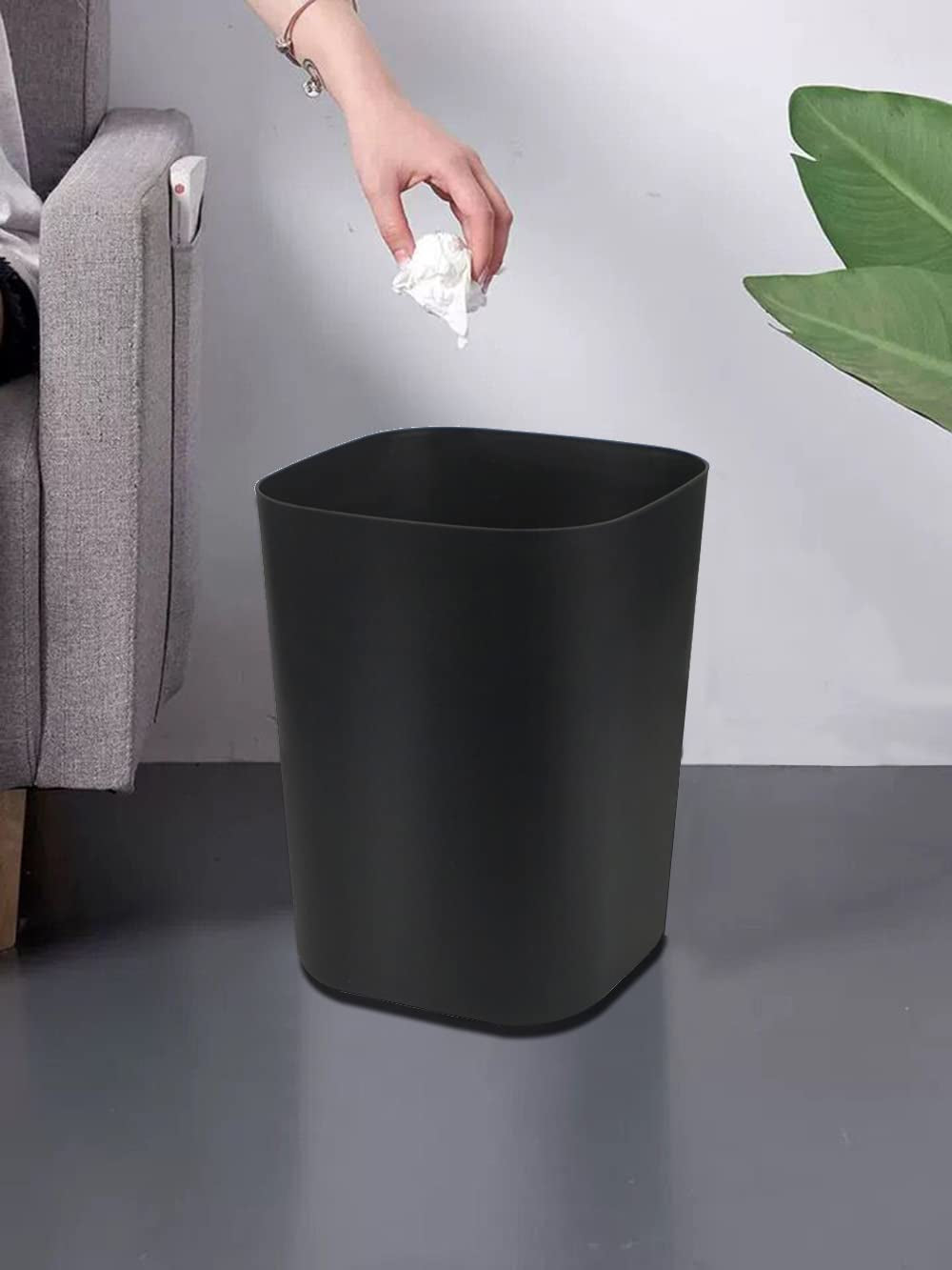 2 Gallon Small Trash Can Garbage Can Wastebasket for Bathroom Bedroom Kitchen Office (Black, 2 Pack)