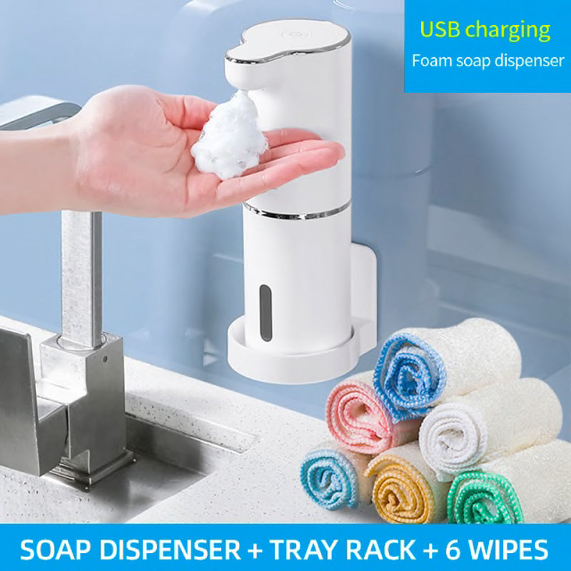 Automatic Foam Soap Dispensers Bathroom Smart Washing Hand Machine with USB Charging White High Quality ABS Material