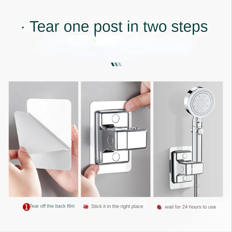 Shower Head Holder Adjustable Wall Mounted Shower Holder Self-Adhesive Shower Head Handheld Bracket Bathroom Accessories