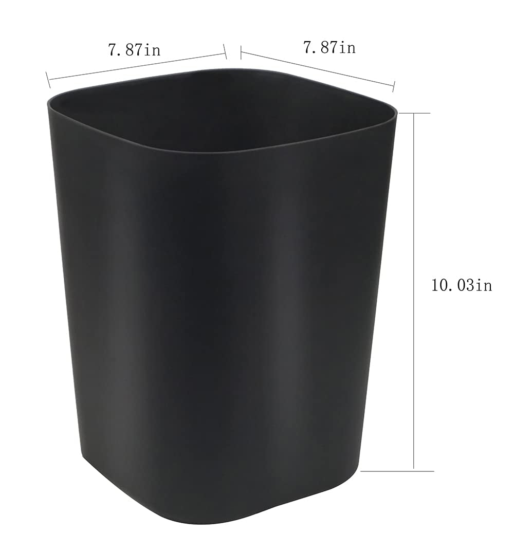 2 Gallon Small Trash Can Garbage Can Wastebasket for Bathroom Bedroom Kitchen Office (Black, 2 Pack)