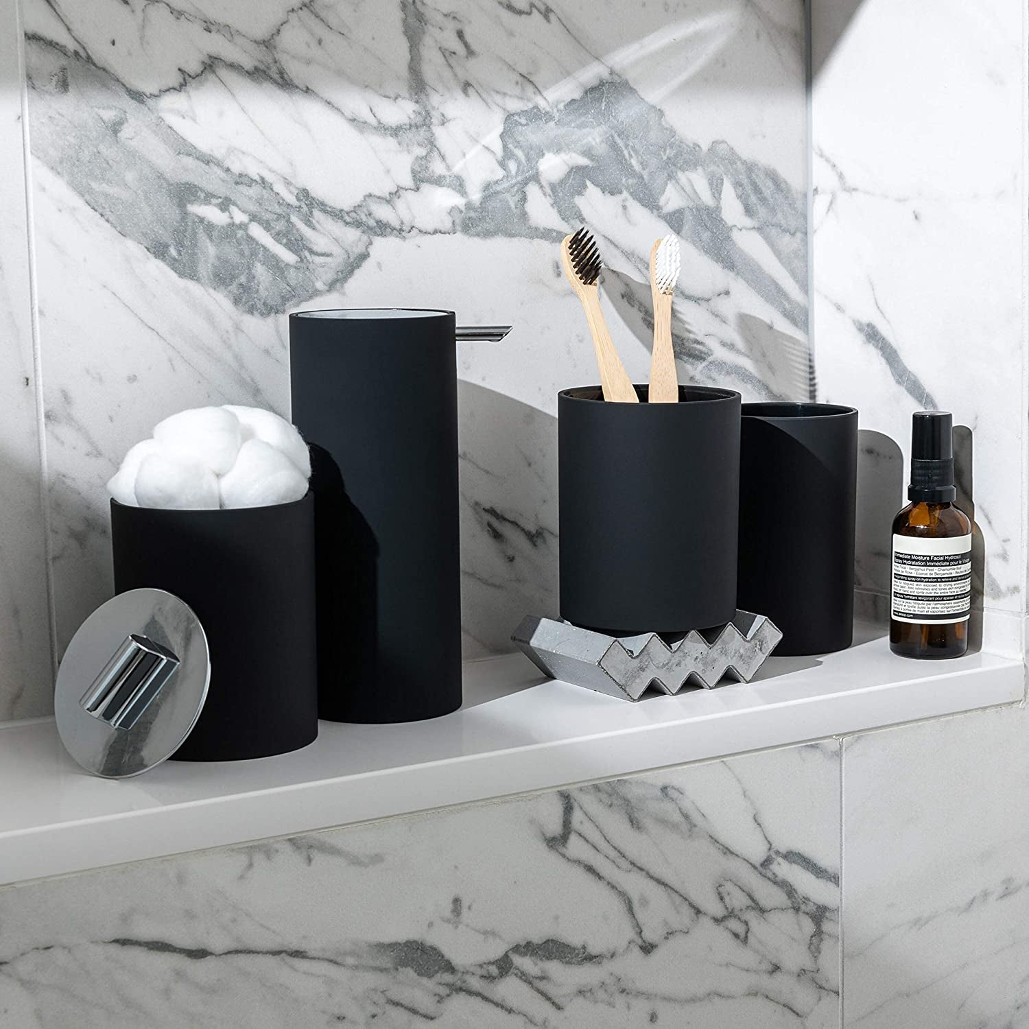 Modern Matte Black Bathroom Set - 4 Piece Complete Set for Stylish Bathroom Decor