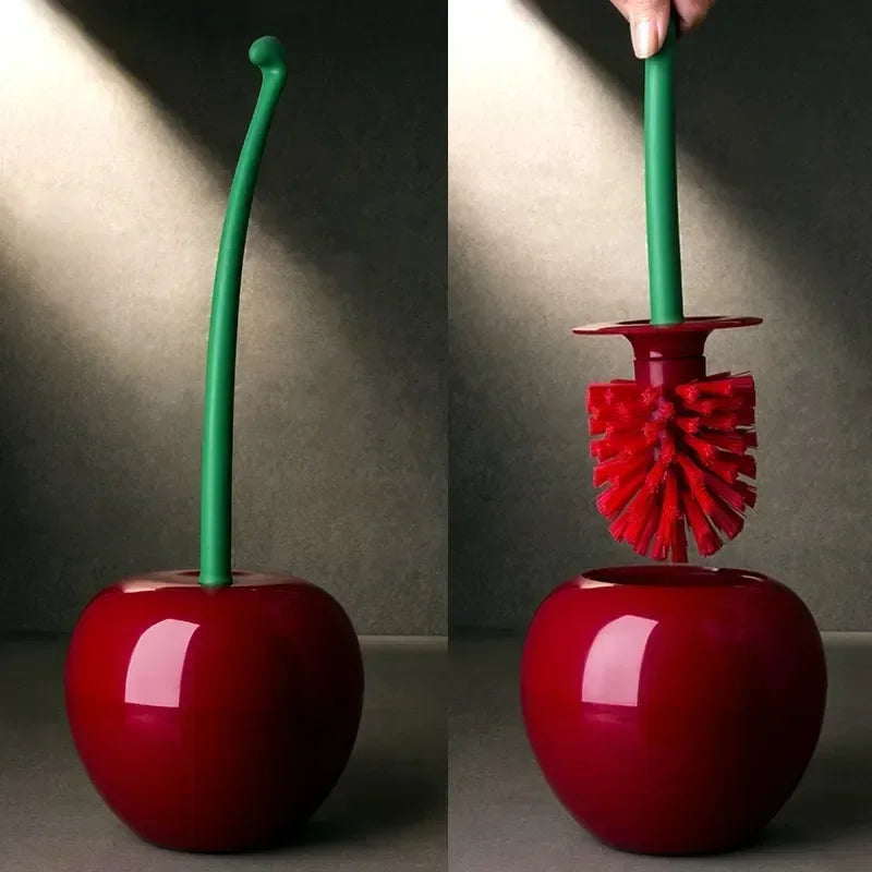 Red Toilet Brush Toilet Holder Bathroom Accessories Creative Lovely Cherry Shape Lavatory Brush Toilet Brush Holder Set