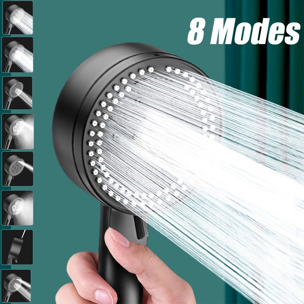  High-Pressure Handheld Shower Head with 8 Adjustable Modes