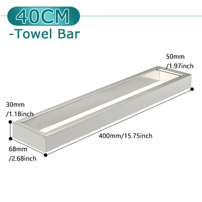 Bathroom Towel Holder 20/30/40/50Cm Towel Bar Black Towel Rail Wall-Mounted 304Stainless Steel Self-Adhesive Towel Ring Hardware