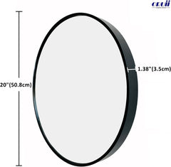 Black Circle Mirror, 20 Inch round Mirror, Wall Mirror Circular, Black Bathroom Mirror, round Wall Mirrors for Living Room, Bedroom, Bathroom, Washroom, Rustic, Vanity.