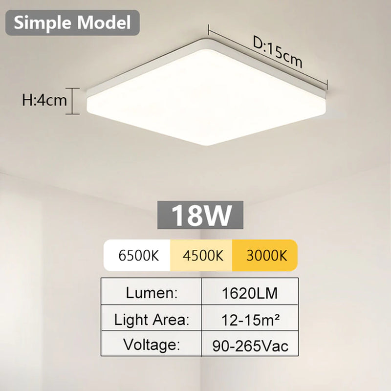 Square Led Ceiling Lamp for Bedroom Lighting Neutral White Cold White Warm White 48W 36W 24W 18W Led Ceiling Light Living Room