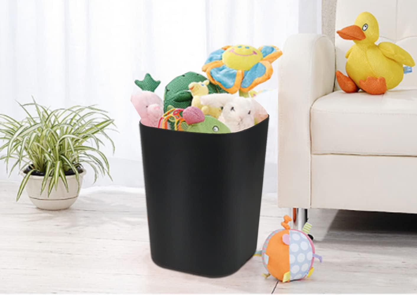 2 Gallon Small Trash Can Garbage Can Wastebasket for Bathroom Bedroom Kitchen Office (Black, 2 Pack)