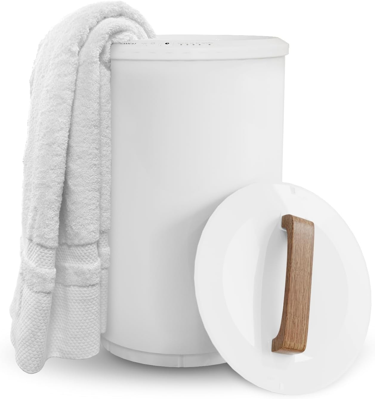 Heated Towel Warmers for Bathroom - Large Towel Warmer Bucket, Wood Handle, Auto Shut Off, Fits up to Two 40"X70" Oversized Towels, Best Ideals Valentines Day Gifts for Her