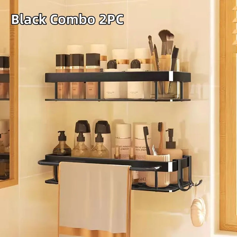 Bathroom Shelves Bathroom Accessories Organizers Wall-Mounted Storage Brackets Metal Shelves without Punching Holes Shelves